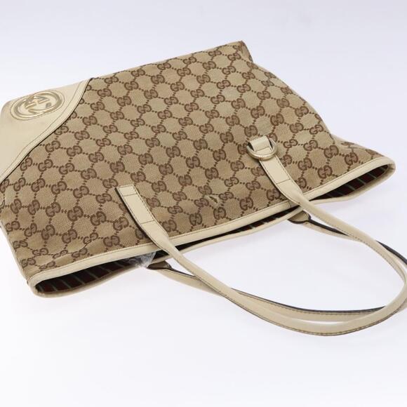 GUCCI GG Canvas Tote Bag Beige Gold - Picture 6 of 13